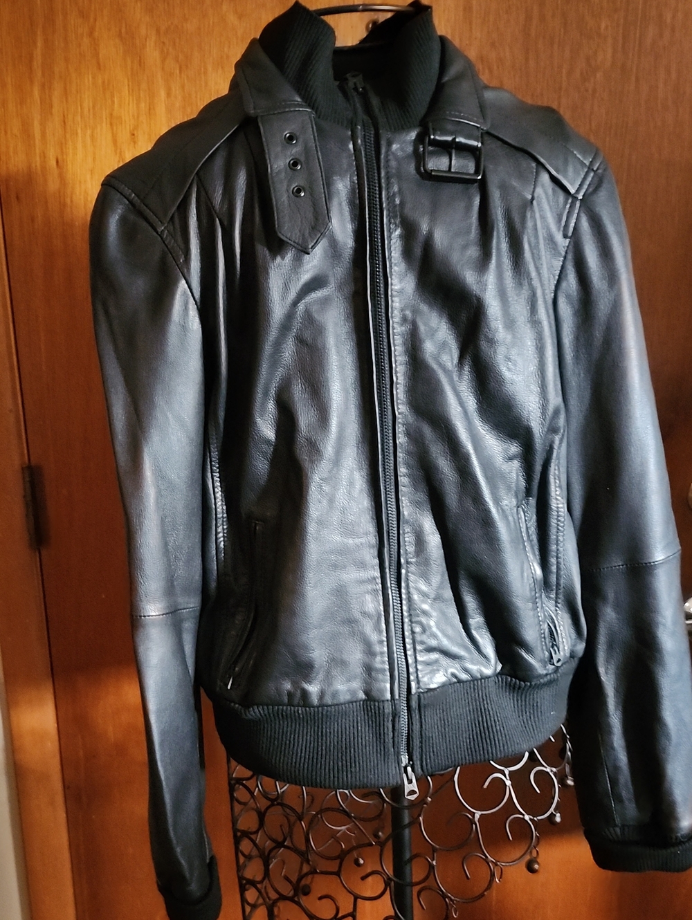 Armani Exchange Sheep Leather Jacket - Black